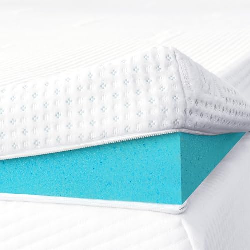 CHUN YI 4 Inch Gel Memory Foam Mattress Topper Cal King, Ventilated Breathable Bed Topper with Rayon from Bamboo Cover, Mattress Pad for Pressure Relief, CertiPUR-US Certified
