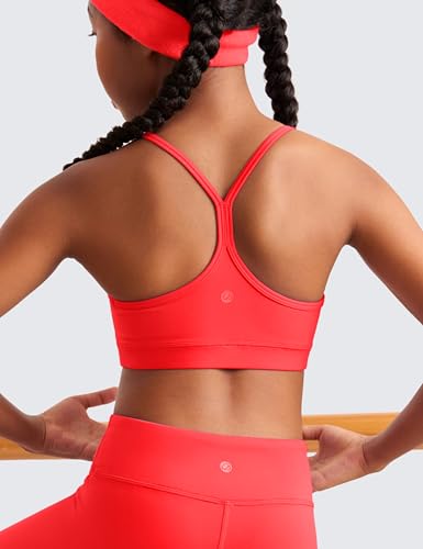 Image of CRZ YOGA Girls Butterluxe Y Back Sports Bra | Light Support, Removable Pads, Yoga, Athletic, Extremely Soft, Scoop Neck, Spaghetti Straps, for Teen