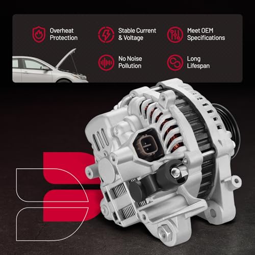 Image of BDFHYK Alternator 11176N Compatible with Honda Civic 2006-2011 1.8L l4 | 80A 12V CW 7-Groove Pulley, IF /IR, 11176, 31100RNAA01, 31100RNAA012M2 HGA67, High Output