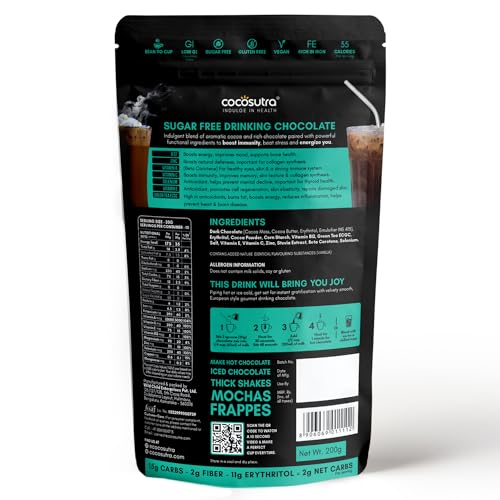 Image of Cocosutra DEFEND - Sugar Free Drinking Chocolate Mix | For Strength & Immunity Boost | With added Multivitamins, Minerals & Antioxidants | Vegan | Keto Friendly | 200 g