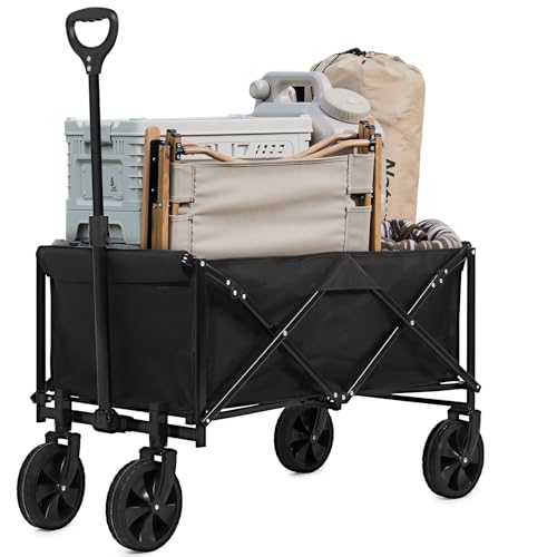 Foldable Beach Trolley with Large Wheels 220L 200kg All-Terrain Transport Trolley for Garden, Camping, Shopping, Outdoor