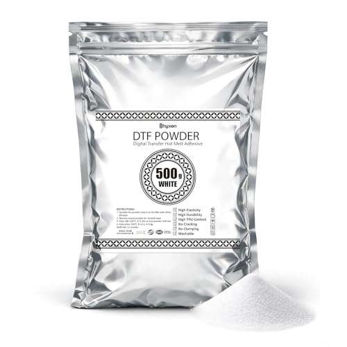 SHYXEN DTF Powder White 500g, Premium Hot Melt Adhesive for Digital DTF Printing, Medium-Fine 80–200μm, Strong Adhesion, Smooth Finish for All Fabrics
