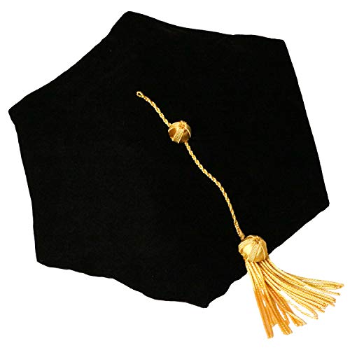 OSBO GradSeason Graduation Doctoral Tam 6-Sides Black Velvet with Gold Bullion Tassel