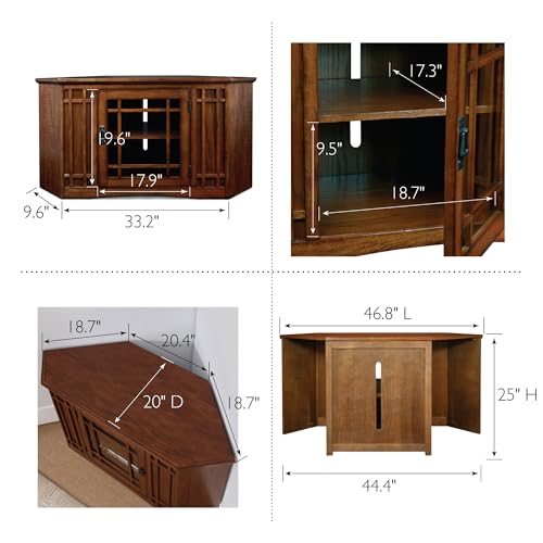 Leick Home 82285 Mission Corner TV Stand Made from Solid Wood, One Door and Adjustable Shelf, for 50" TVs, Mission Oak - Image 4