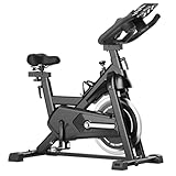 DSeenLeap Bicicleta estática, transmisión por Correa silenciosa con Resistencia magnética Ajustable, Ejercicio aeróbico en casa, Bicicleta con Asiento cómodo, 100,5x53x115cm (Negro 100,5x53x115cm)