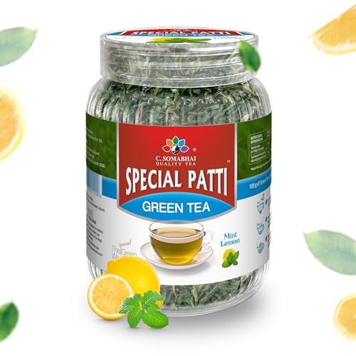 Image of C Somabhai Lemon Mint Green Tea 100g | Natural Flavoured Green Tea | Antioxidant Rich | Refreshing & Soothing | Loose Leaf T for Daily Wellness & Weight Management | Detox Herbal Drink