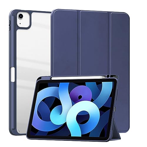 iPad mini 7 ケース iPad mini 6 ケース ペンホルダー付き iPad mini 6/7 カバー 透明バック【Trocent】iPad mini 第7/6世代 ケース (8.3インチ 2024/2021) タブレットケース スタンド機能 Apple Pencil 収納可能 軽量 おしゃれ 背面透明 三つ折 手帳型 軽量 内蔵マグネット開閉式 オートスリープ機能(ブルー)