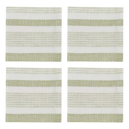 Set de 4 Servilletas de Tela Cuadradas Verde Rayado 20x20 in miniatura 1