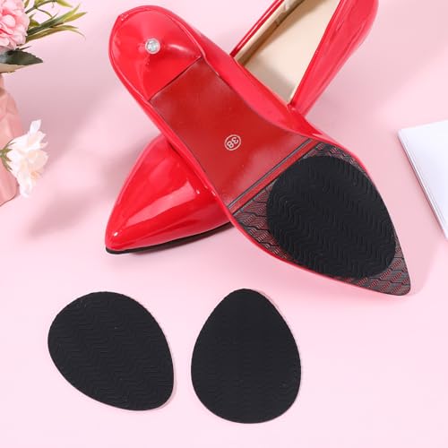 Image of Kifmurase 6 Pcs Black Non-Slip Shoe Pads, Thickened Non-Skid Rubber Protector on Bottom of Shoes for Heel, Noise Reduction Shoe Cushion Self-Adhesive Anti-Slip Sole Sticker for Women Men Leather Shoes