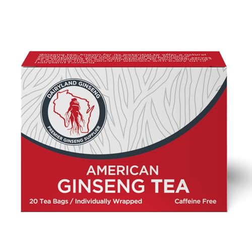 Dairyland American Ginseng Tea Bags 美国人参茶 (20 ct) - Premium Wisconsin Ginseng Tea - Non-GMO, Gluten Free