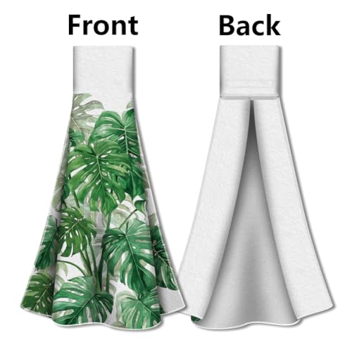 WADORN 2Pcs Monstera Leaves Kitchen Hanging Kitchen Towel - Image 3