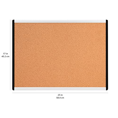 Image of Amazon Basics Cork Bulletin Board, 23 inch x 17 inch, Lightweight, Easy to Mount, Aluminum /Plastic Frame