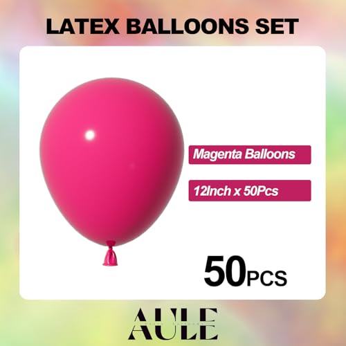 Image of AULE Latex Hot Pink Balloons 50 Pcs 12 inch Helium Party Balloons Fuchsia Happy Birthday Graduation Bridal Shower Gender Reveal Decoration