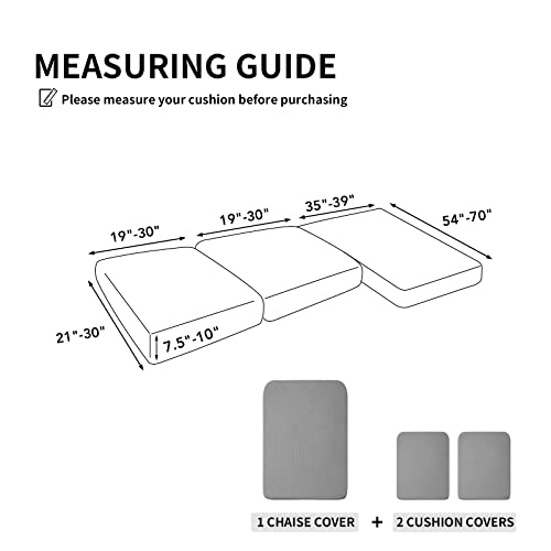Image of Easy-Going Stretch 3 Pieces Couch Cushion Covers for Sectional Sofa L Shape