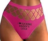 Knaughty Knickers I Love Sucking Daddys Cock Mature DDLG Play Oral Sex Hot Pink Fishnet Thong Adult Flirty Fun
