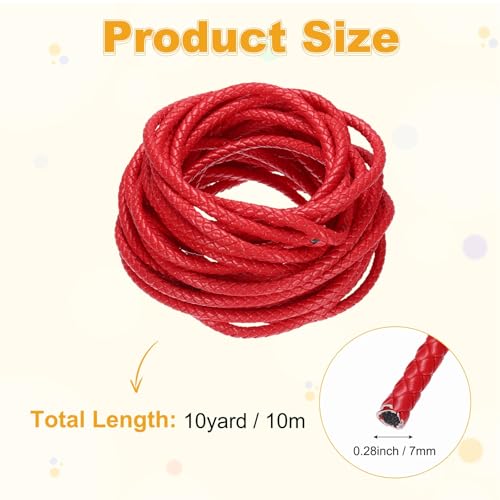 Cordón de cuero trenzado redondo M METERXITY de 7mm para evitar nudos débiles 4