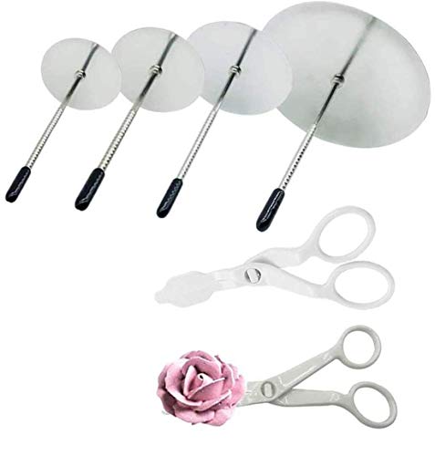 Thsinde Stainless-Steel Cake Decor Baking Tools for Icing Flowers - 2 Flower Lifters and 4 Flower Nails