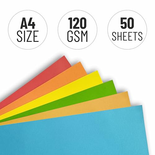 Image of Anupam 25 Sheets Colored Craft Paper A4 Size 120 GSM Orange Color Card Stock Paper for DIY Cards Making, Greeting Cards, Paper Crafting, Wedding Invitations, Thank You Cards, Scrapbooking and Printing
