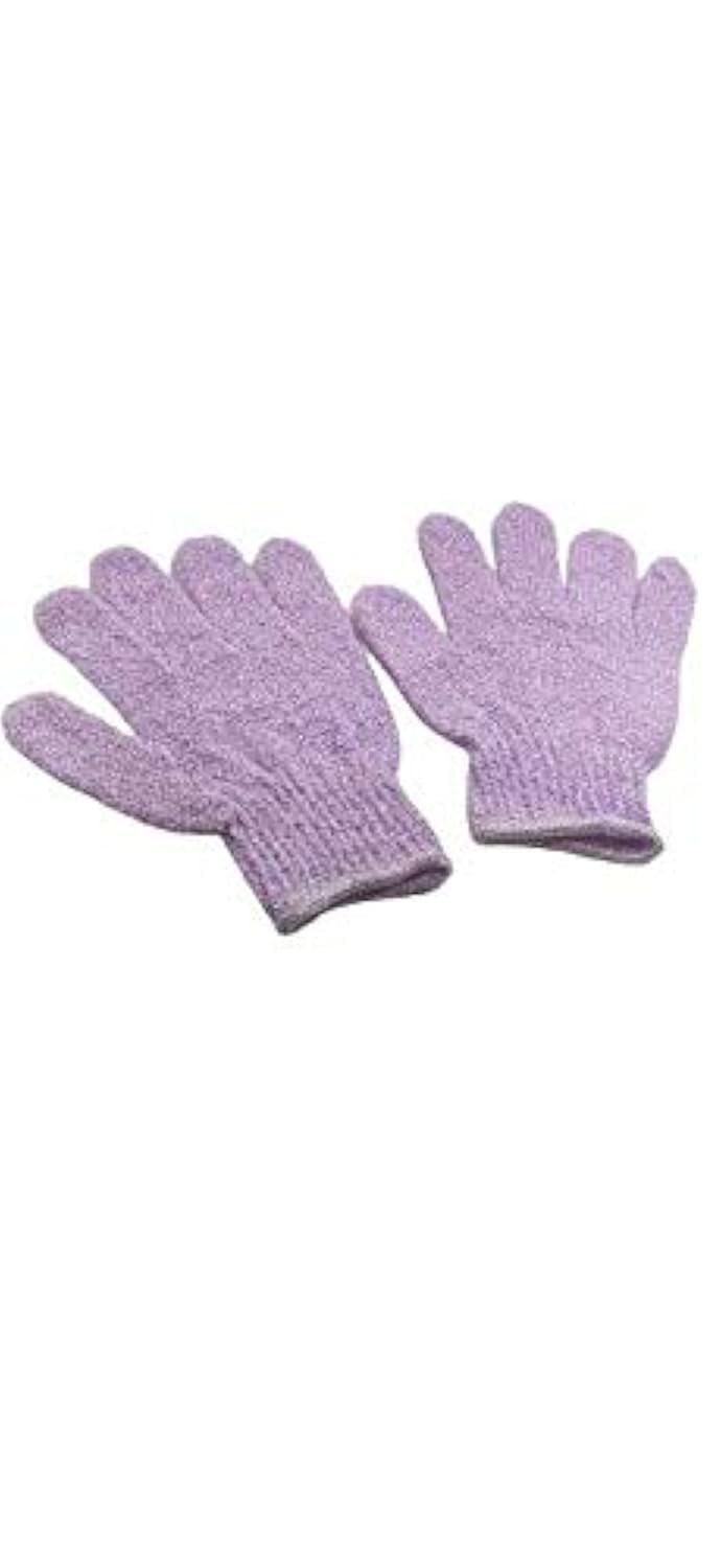 BRUSHMAN Exfoliating Dual Texture Bath Gloves for Shower, Spa, Massage and Body Scrubs, Dead Skin Cell Remover, Gloves with hanging loop (1 Pair Heavy Glove) (purple)-image-24