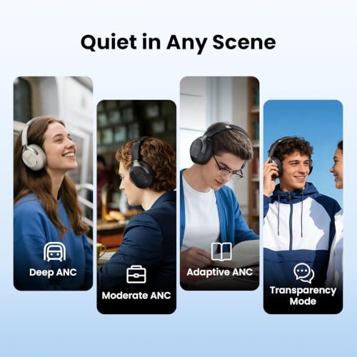 Image of HAYLOU S40 Noise Cancelling Headphones Over Ear, 50dB Hybrid ANC with Multiple Modes, LDAC Hi-Res Wireless Audio, 90H Playtime, Custom EQ via App, Bluetooth 6.0 Multipoint Connect, 5 HD Mics Call