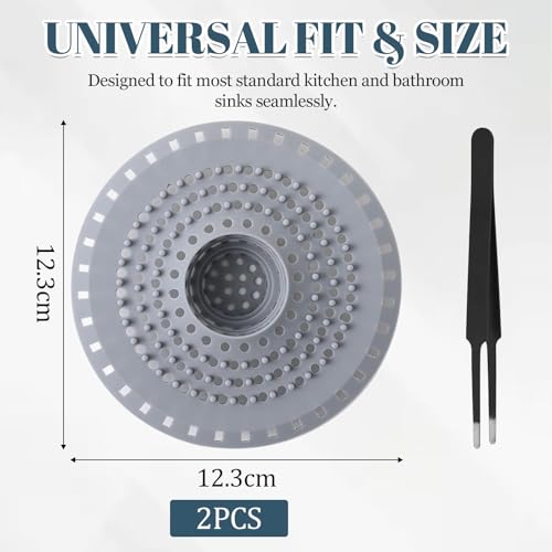UHETLET 2 Stück Abflusssieb Silikon Haarsieb Dusche mit Saugnapf Haarfänger Duschsieb Abfluss Haare Duschsieb Abflusssieb Waschbecken Sieb Dusche Abfluss Haare für Badezimmer Badewanne und Küche