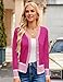 GRACE KARIN Women Cardigan Sweater Long Sleeve Color Block Knit Cardigan Trendy Y2k Cropped Shrug(Hot Pink,S)