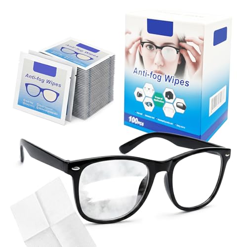 Anti-Fog Lens Wipes 100-Pack Prevents Fogging Fingerprints & Mold Safe for Glasses Goggles Camera Lenses Ski Masks Streak-Free No Residue Individually Wrapped