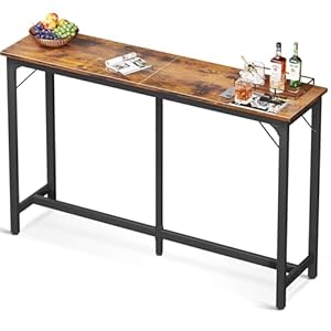 ODK 63 inch Bar Table, Bar Height Pub Table, Counter Height Bar Table, Rectangular High Top Kitchen & Dining Counter Tables with Sturdy Legs & Easy-to-Clean Top, Indoor use, Rustic Brown ODK 63 inch Bar Table Bar Height Pub Table Counter Height Bar Table Rectangular High Top Kitchen Dining Counter Tables with Sturdy Legs Easy to Clean Top Indoor use Rustic Brown