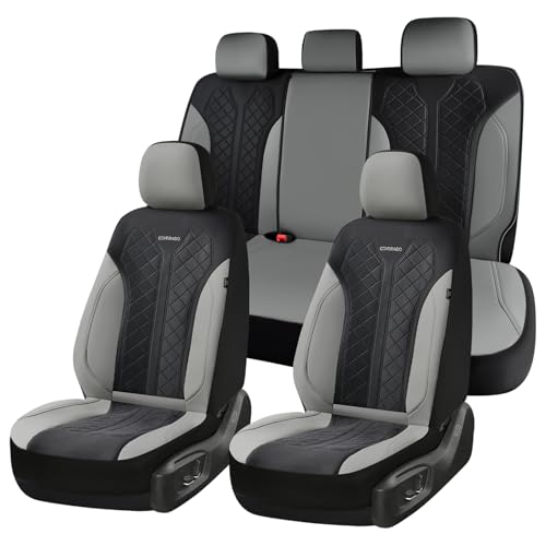 Image of Coverado Car Seat Covers 5 Seats, Seat Covers Full Set, Mesh Breathable Seat Protectors, 5-Piece Spill-Proof White Automotive Seat Covers, Universal Fit for SUV, Sedan, Truck