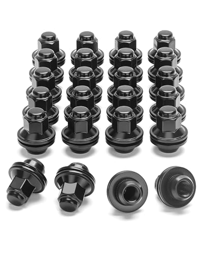 M14x1.5 Lug Nuts for Toyota Tacoma Tundra 24pcs One Piece 14x1.5 Black Lug Nuts 13/16 Hex Fit for Toyota 4Runner Sequoia 6 Lug Wheels One Piece OEM Lugnuts with Wider Washer
