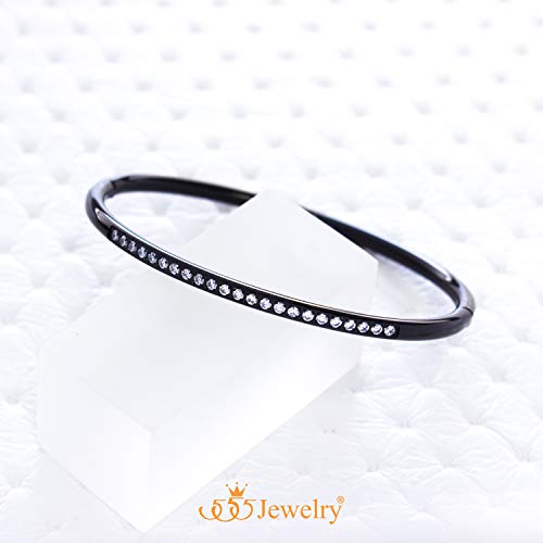 555Jewelry Stainless Steel & CZ Hinged Oval Cuff Bangle Bracelet for Women4