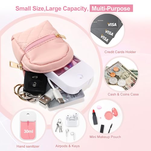 3 Pack Hand Sanitizer Spray Case for 1FL OZ/30ml, Mini Backpack Keychain, Portable Makeup Lipstick Bag, Travel Data Cable Organizer Purse, PU Zippered Pouch (Style A)4