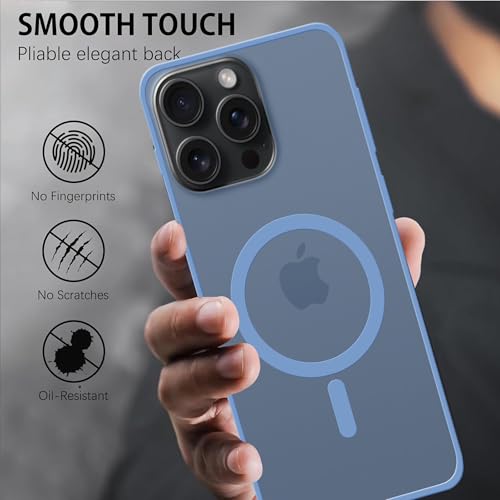 Image of amazon basics Luxury Paper Thin Case Cover for iPhone 15 Pro | Matte Finish | Compatible with magsafe | (Dark Blue, iPhone 15 Pro)