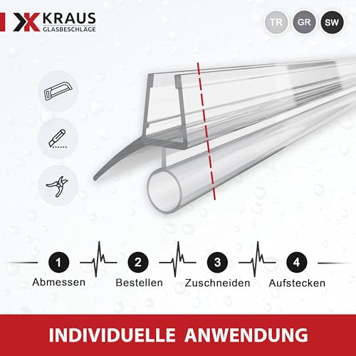 KRAUS Duschdichtung unten 6-8mm Glas 1m - Duschlippe Glastür Transparent – Ansicht 5