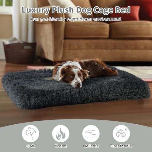 Aomig Hundebett Quadratisches Katzenbett Plüsch Katzendecke Flauschiges Hundebett Waschbar Hundematte Hundekissen Hundekorb Hundesofa für Kleine, Grosse, Mittelgroße Hunde Katzen (Hellgrau, 75*50*8cm)