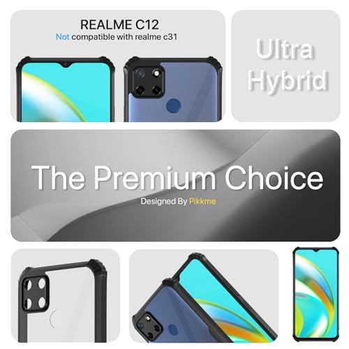 Image of Outlouders Back Cover for Realme C25 / C25s / C12 / Narzo 30A / Narzo 20 | Ultra Hybrid Transparent | Full Camera Protection | Raised Edge | Crystal Clear Bumper Case(Black)