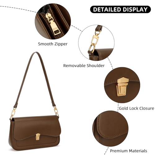 Image of KKXIU Small Shoulder Bag for Women Cute Hobo Handbags Mini Clutch Purses | Classic Trendy Retro Underarm Crossbody Bag with Detachable Straps, Zipper Closure