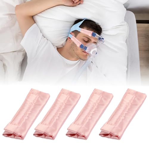 4 Pack Satin CPAP Mask Strap Covers Silk CPAP Strap Covers Comfortable CPAP Strap Cushion Pads CPAP Face Protector Universal and Reusable CPAP Headgear Strap Covers for Reducing Red Marks Pink