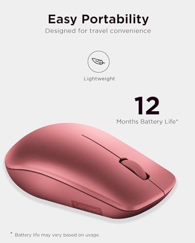 Lenovo Souris sans Fil 530, Design ambidextre, Connexion Nano USB, Compatible avec Ordinateurs Portables et PC Windows - Rouge Cerise