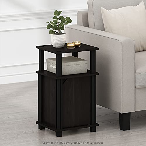 Image of Furinno Brahms 3-Tier End Side Sofa Table /Nighstand with Door, 1-Pack, Espresso /Black
