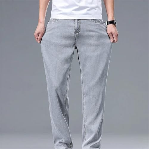 Men's Spring Fall Jeans – Thin Baggy Straight Denim Pants, High-Waisted Office Business Casual Trousers2