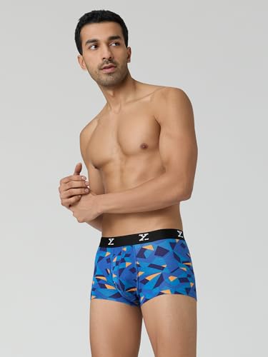 Image of XYXX Men's Shuffle Micromodal Regular Fit Printed Antimicrobial Trunks with No Marks Waistband (Pack of 3)