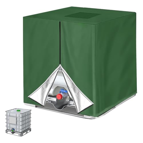 HOTUT IBC Tank Cover Heavy Duty 420D Oxford Fabric Water Tank Cover with Zipper Waterproof Dust-Proof Outdoor 1000L IBC Container Covers Anti-snow Windproof Anti-UV 120x100x116 cm