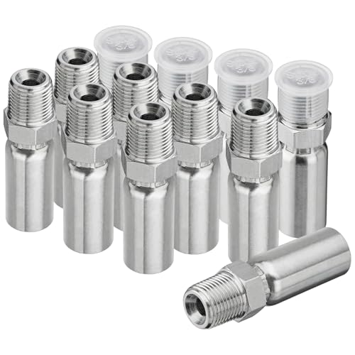 Image of 12 Pack 3 /8 inch NPTF Hydraulic Hose Fittings, 1 /4 inch I.D. Hose x 3 /8 inch NPTF Male with Protection Cover Hydraulic Hose End Crimp Fitting Kits