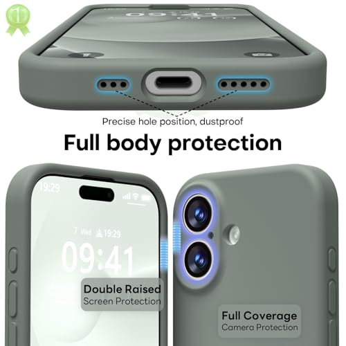 Image of LOVE 3000 Designed for iPhone 17 Case, Premium Silicone [Compatible with Magsafe][Soft Anti-Scratch Microfiber Lining] Shockproof Protective Phone Case for Men Women 6.3 inch, Calke Green