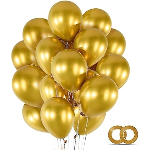 150pcs Metallic Gold Balloons 5 Inch Shiny Chrome Gold Latex Balloons Mini Party Balloons for Birthday Wedding Baby Shower Anniversary Festival Arch Garland Decoration Cover