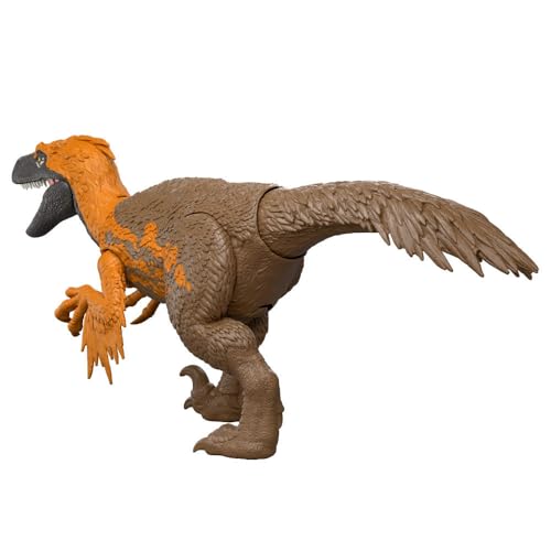image for Mattel Jurassic World Rebirth Wild Roar Utahraptor Dinosaur Toy with T
