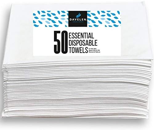 DAVELEN Essential Disposable Hair Towels for Women, 32 inch X 16 inches Each, Super Absorbent Quick Dry Hair for Drying Curly, Long & Thick Hair (White) (50)