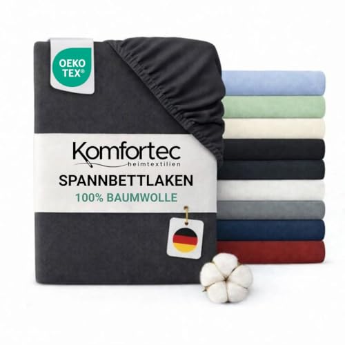 Komfortec Spannbettlaken Jersey 100% Baumwolle – 180x200 cm – 135g/m²...