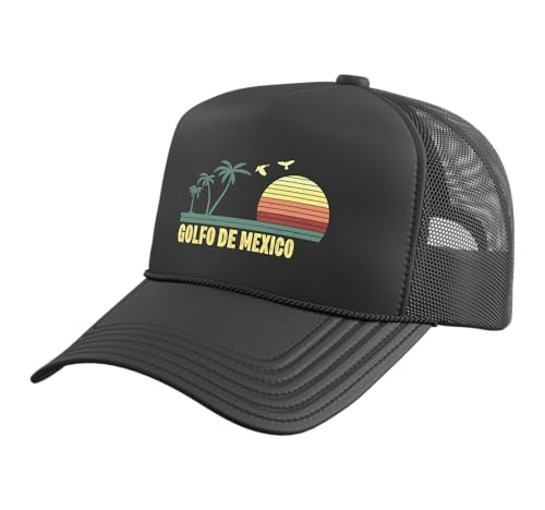 Golfo De Mexico Viva Mexico Gulf of Mexico Souvenir Trucker Hat with Adjustable Mesh Back Black